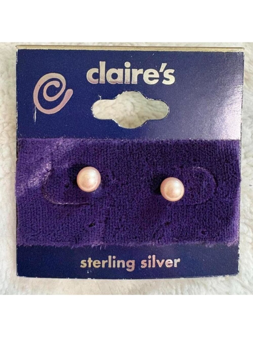 NWT Y2K Vintage 2000s Claire's Sterling Silver Pearl Earrings